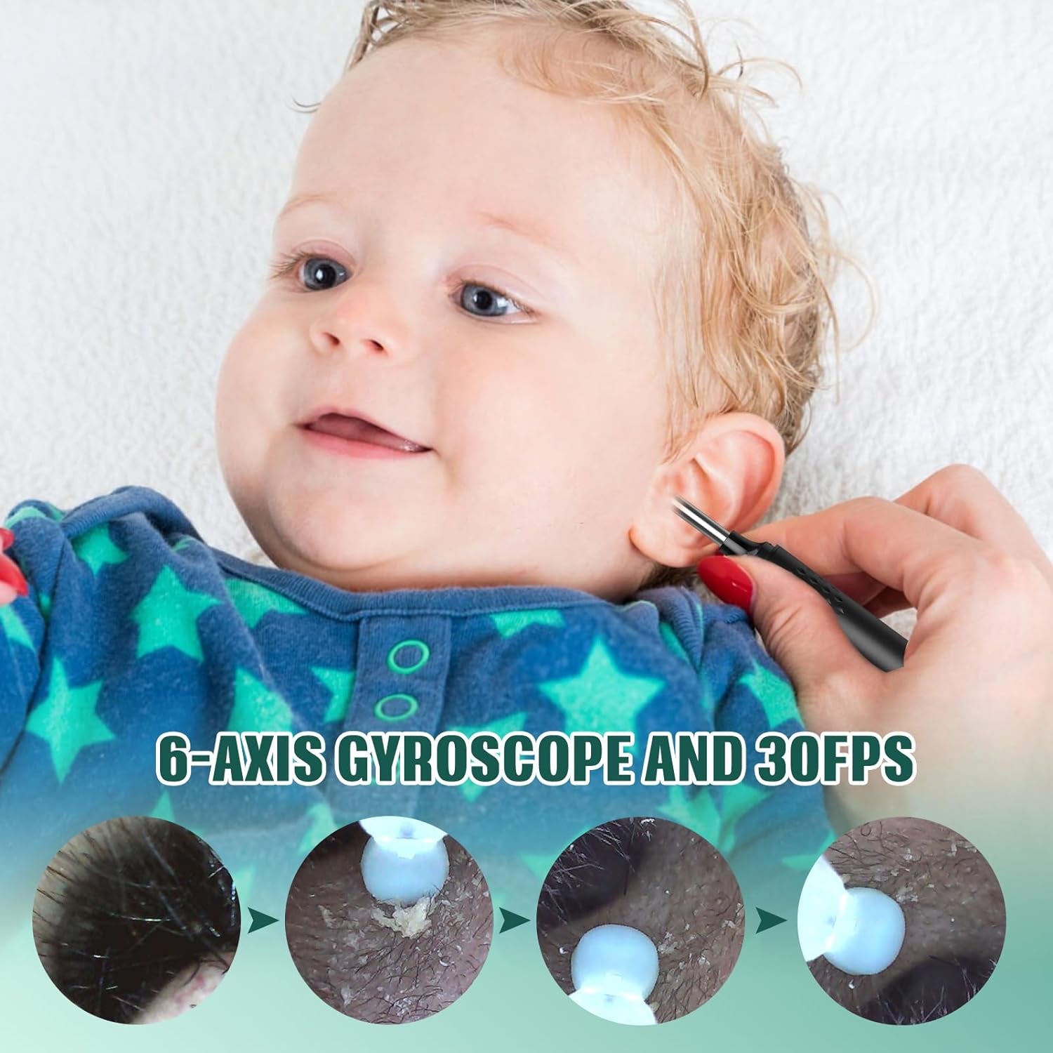 Ear Wax Removal Kit,Smart Visual Earwax Remover Ear Pick with Camera | Ear Camera with 1080P, Ear Wax Removal Kit Otoscope with LED Light, Ear Cleaning Kit for Iphone, Ipad, Android Phones-Black