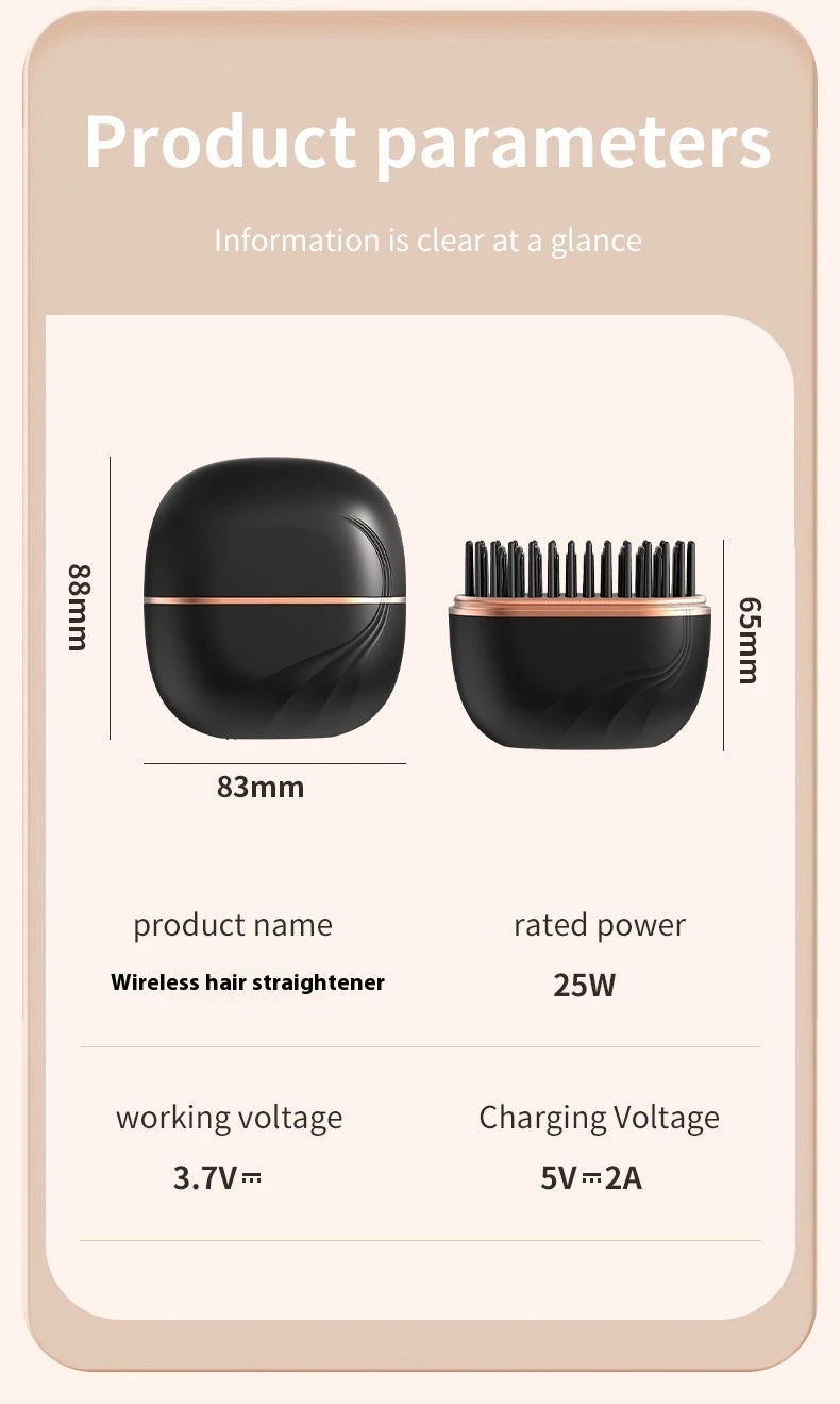 Wireless Portable Hair Straightening Comb
