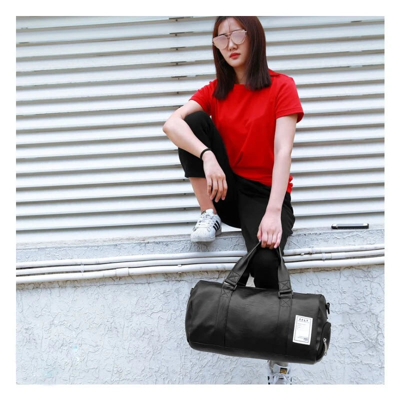 Business PU Leather Sports Gym Bag