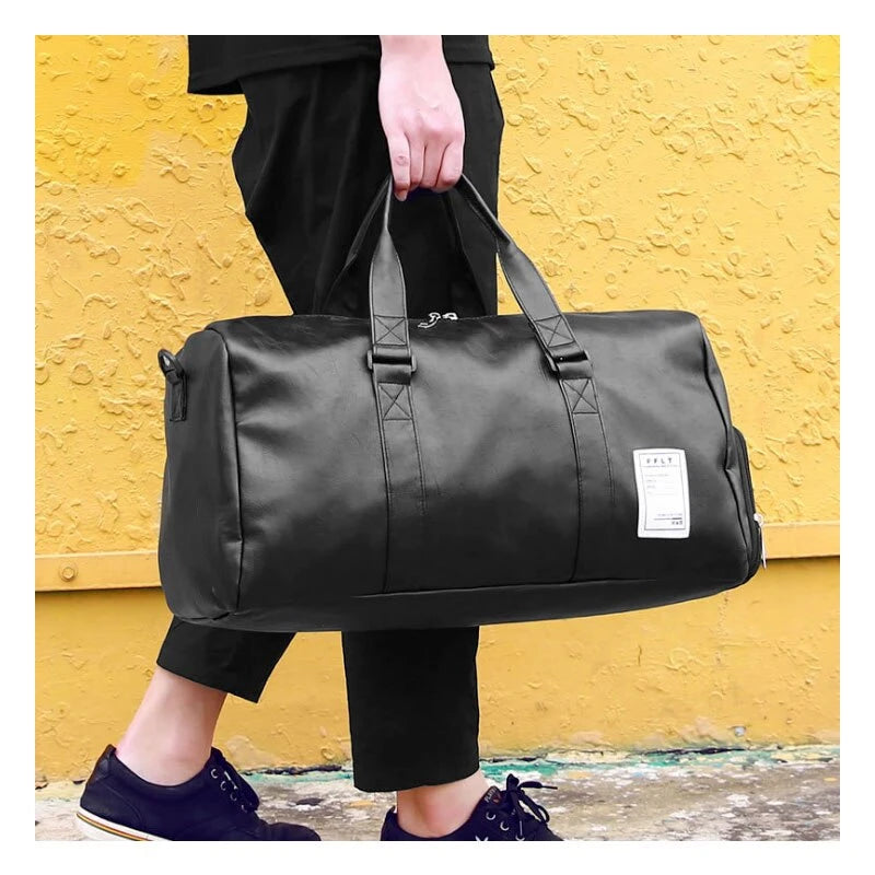 Business PU Leather Sports Gym Bag