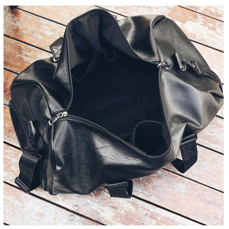 Business PU Leather Sports Gym Bag