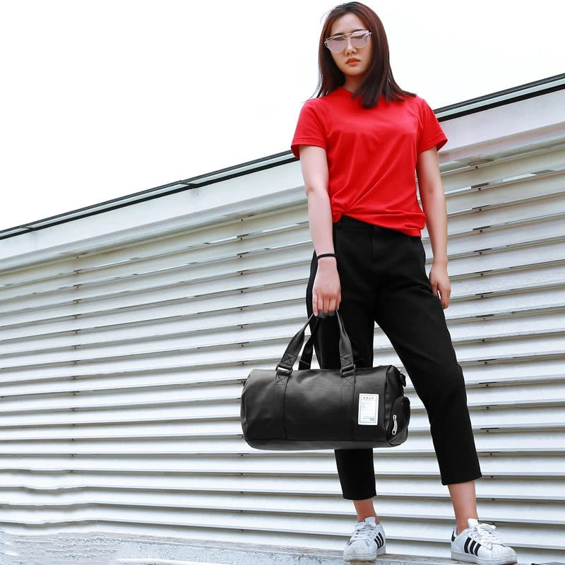 Business PU Leather Sports Gym Bag