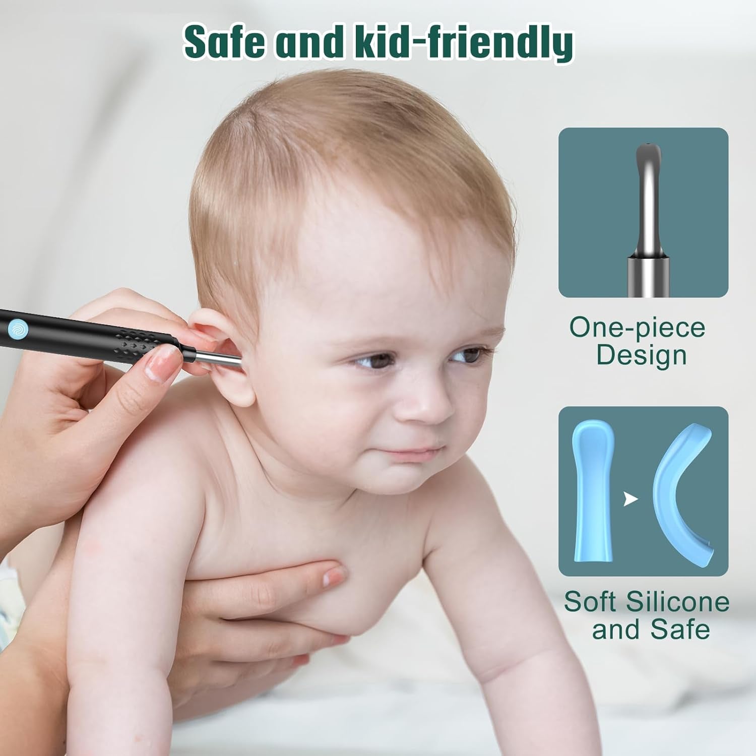 Ear Wax Removal Kit,Smart Visual Earwax Remover Ear Pick with Camera | Ear Camera with 1080P, Ear Wax Removal Kit Otoscope with LED Light, Ear Cleaning Kit for Iphone, Ipad, Android Phones-Black