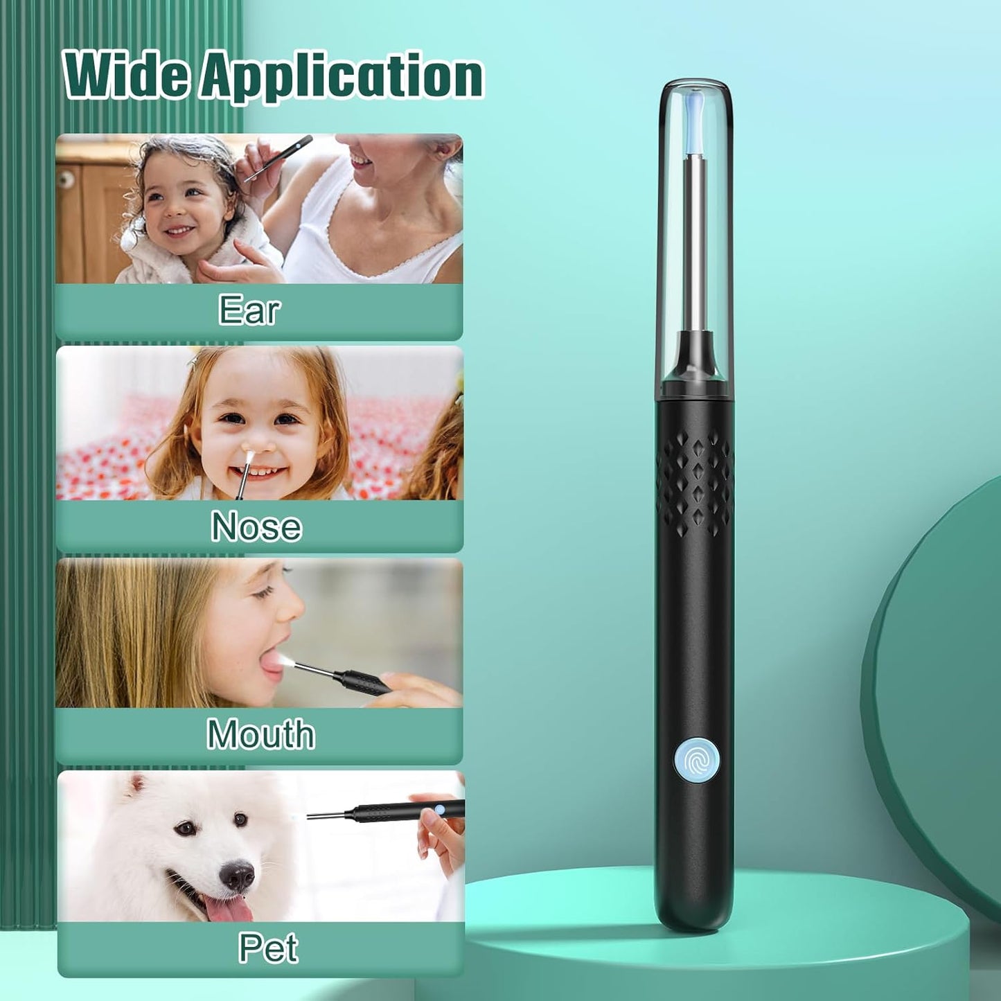 Ear Wax Removal Kit,Smart Visual Earwax Remover Ear Pick with Camera | Ear Camera with 1080P, Ear Wax Removal Kit Otoscope with LED Light, Ear Cleaning Kit for Iphone, Ipad, Android Phones-Black