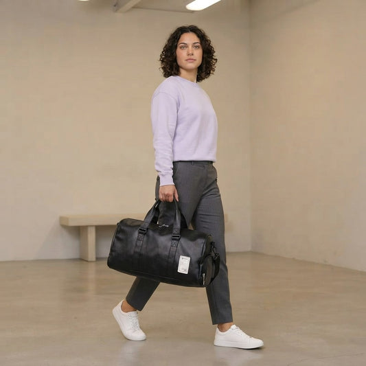 Business PU Leather Sports Gym Bag